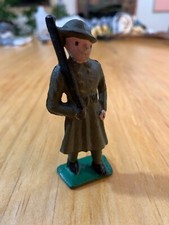 Antique Cast Iron Infantry Soldier Engraved  3 WW1 Handpainted Vintage