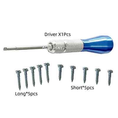 11Pcs Dental Half Threaded Screw Bone Fixation Titanium GBR Screws Cross Driver