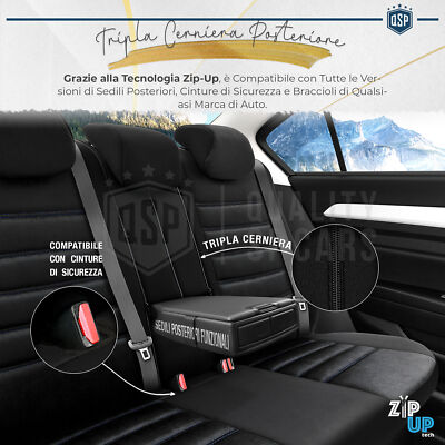 Set 2 Coprisedili Auto Universali Pelle Sintetica Blu - Compatibili Con Airbag, Per Sedili Anteriori - copertina