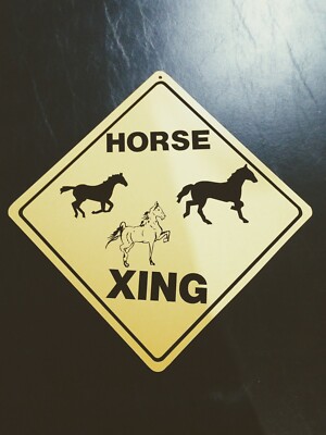 horses mult Large 16 inches point to point Yellow Crossing Sign 