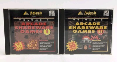 Aztech New Media Arcade Shareware Games 1 2 Volume I II Vintage PC CD-ROM Lot