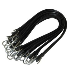 10-pc 15 Epdm Rubber Tie Down Straps With Hooks - Black Rubber Bungee Set