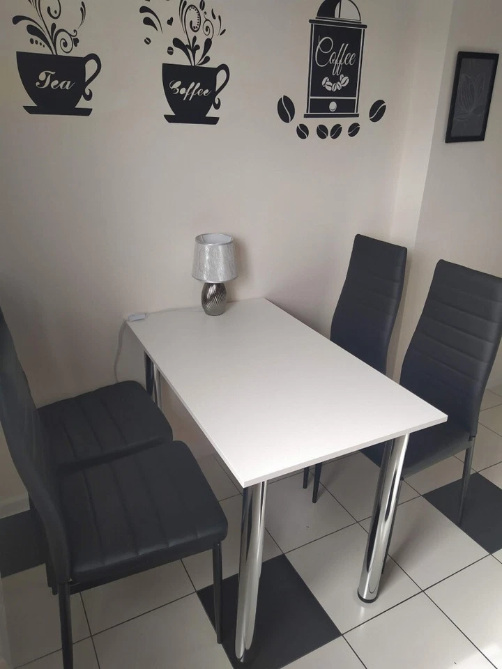 Dining Table Solid Oak Wood Kitchen Furniture Metal Legs Moder - Image 3 of 4