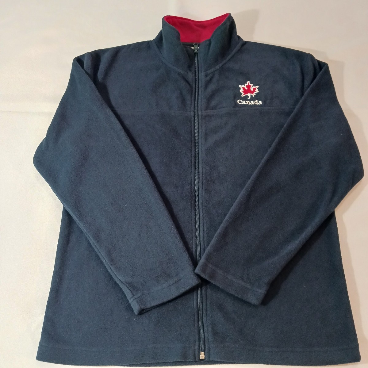 Due North Canada Men L Blue Full Zip Mock Neck Fleece Tourist