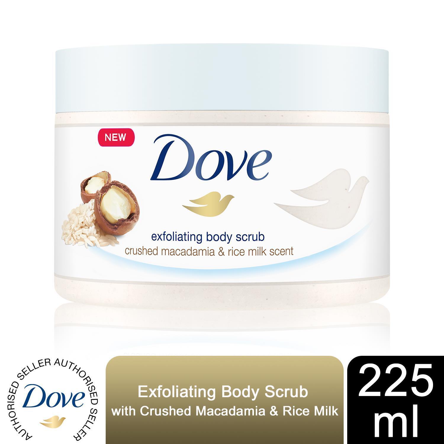 Dove Exfoliating Body Scrub with Crushed Macadamia & Rice Milk Scent, 225ml