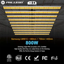 Phlizon W/Samsung LM561c Commercial Bar LED Grow Light, 800W 6x6ft Bulbs Strip