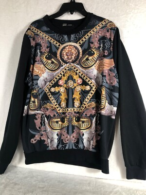 #ad Crank Style Men#x27;s Pull Over Black amp; Gold Design Size Adult Large $19.95