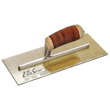 Elite Series Golden Stainless Steel Plaster Trowel 12" x 5" Leather Handle
