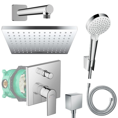 Hansgrohe Duscharmatur Unterputz Vernis Shape Regendusche Kopfbrause Set Ibox - Bild 15 von 16