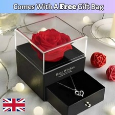 Preserved Rose Gift Box Rose Silver Necklace Forever Rose valentine's Day Gifts