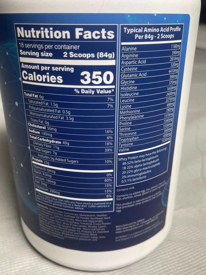 Probióticos MRM Nutrition Gainer Protein Chocolate 3,3 lb 1 bilhão 25g BCAA EUA - Imagem 2 de 4