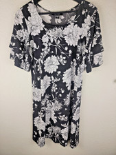 Karen Kane Dress Women L Black Boho Botanical Feminine Romantic Cottagecore 3797