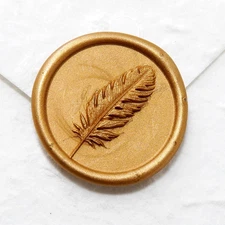 25Pcs Handmade Wax Seal Stickers, 3D Feather Design, Self-Adhesive Envelope Seal
