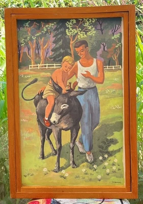 ancien affiche scolaire rossignol poucet sur son âne 8 - Photo 1/3