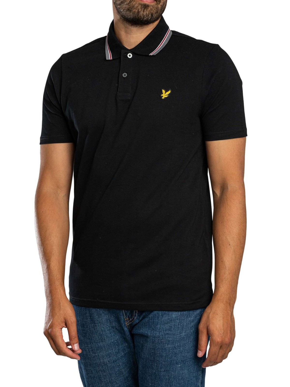 Lyle & Scott Jet Black Lyle Scott Tipped Track Polo - Image 2