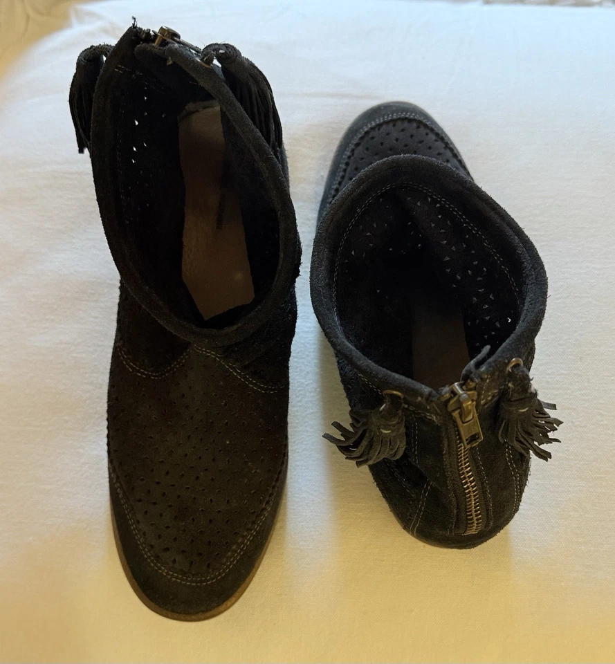 Isabel Marant Basley Botín Cuña Gamuza Azul Marino Suela de Goma Talla 9/40 Foto 3 de 4