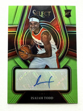 2021-22 Panini Select Isaiah Todd Select Green Rookie Auto /99 rc Wizards