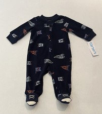 Carters Baby Boy Sleep N Play 3 Months Zip Fleece Footed Pajamas Sports Pjs New