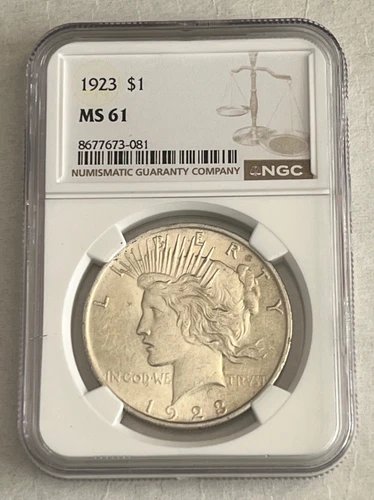 1923 Silver $1 Peace Dollar - NGC MS 61