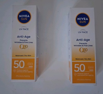 2 x Nivea Sun UV Face Anti-Age Q10 - 50ml    Neu im Karton  