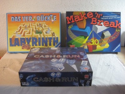 3x Brettspiel Das verrückte Labyrinth , Cash & Run , Make n Break aus Sammlung