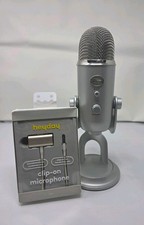 Blue USB Silver Condenser Microphone heyday Clip-On Omnidirectional Mic 3.5mm