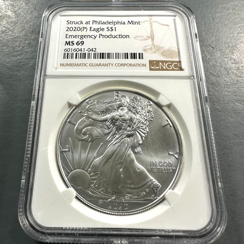 2020(P) Silver Eagle NGC MS69, Emergency Production, Philadelphia Mint (88320)