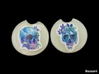 Cute Skull/Skeleton Car Coasters Set Of 2 Durable Resin Halloween Punk