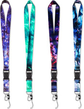4 Pcs Starry Sky Neck Lanyards for Keys Cool Galaxy Neck Lanyards Keychain Detac