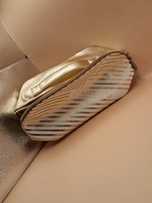 Shiseido Ginza Tokyo Makeup Bag Gold  White With Stripes Organizer Zipper Pouch