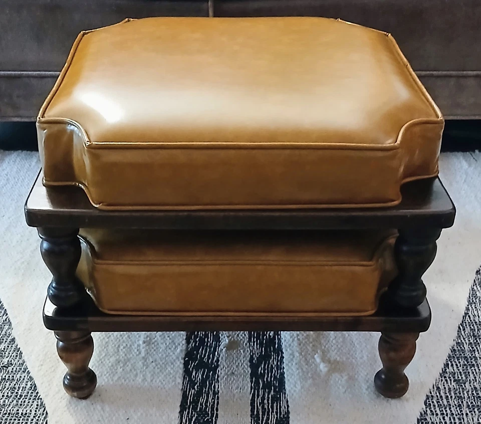 ETHAN  ALLEN Stacking Stools Ottoman~ Vintage Mid-Century~Gorgeous Mustard Brown - Image 4 of 4