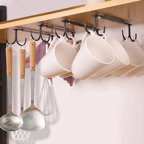 Mug Hooks Under Cabinet,3 Pieces Under Cabinet Mug Holder,Under Shelf Mug - Image 4 of 4