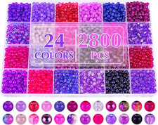 about 2800 PCS 4Mm Glass Beads Bracelet Making Kit,24 Assorted Violet Elegant Se