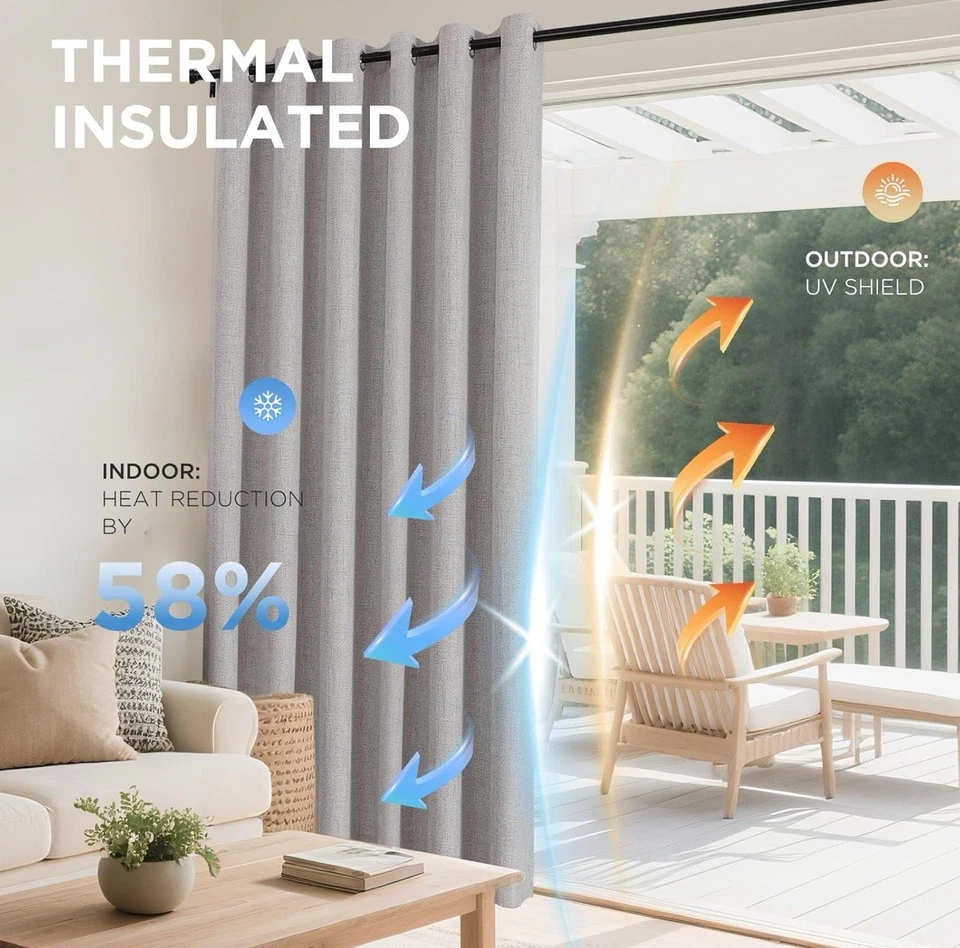 Joydeco Blackout Curtains, 52” W X 96” L, 2 Panels, L Drapes  Grayish White - Image 4 of 4