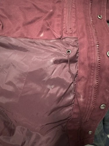 Powder River Outfitters Men's Burgundy Canvas Lined Jacket Snap/Zip Pockets M image 4