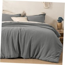 Cotton Muslin Comforter Set Size,Soft Lightweight Breathable Queen Black Grey