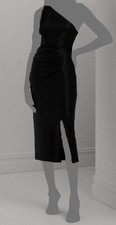 Lauren Ralph Lauren Womens Black One-Shoulder Metallic Sheath Dress Size 12