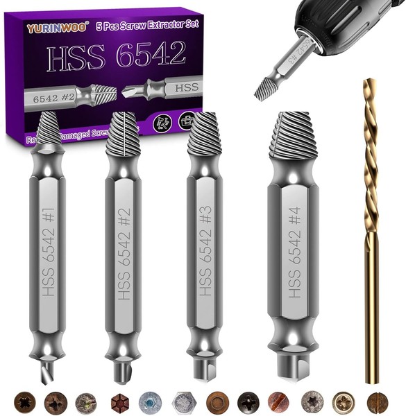 Schraubenausdreher Set 5 StüCk Hss 6542 HäRte 63 Hrc Defekte Schrauben Werkzeug-image