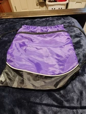 Purple and Black Drawstring Bag Backpack