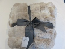QVC COZEE HOME BNWOT TAUPE GREY TEXTURED LUXURY LUSH FAUX FUR XL THROW 200 *150