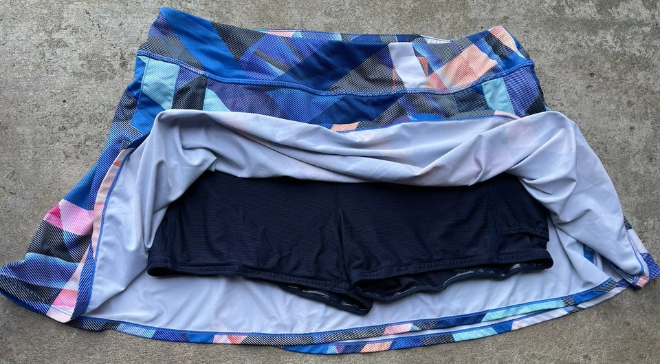 Athleta Mujer Eléctrico Geo Sport Skort Talla XL Fitness Correr Tenis Pickleball Foto 2 de 4