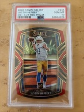 2020 Select Justin Herbert PSA 10 Gem Mint Die-Cut Red Prizm Rookie Card Rc. rookie card picture