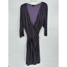 Talbots Woman Purple Geometric Wrap Dress 2X Midi