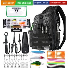 Fishing Backpack Tackle Sling Bag-Backpack with Rod Holder- Lightweight Tackl...