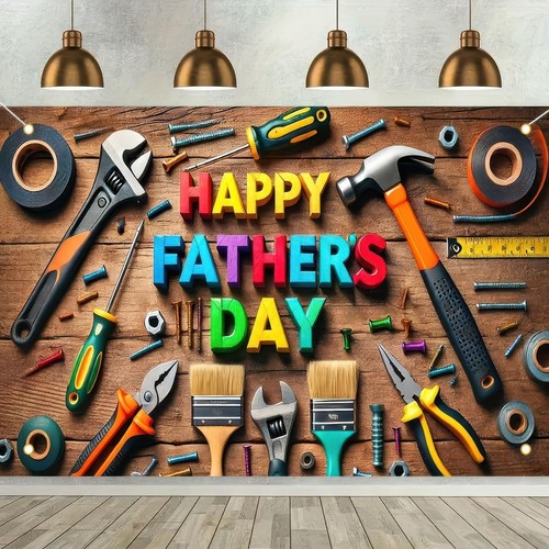Happy Father's Day Photography Backdrop Banner Fixing Tools Fathers Day Theme Pa - Picture 1 of 6