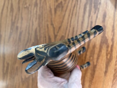 Vintage Hand Carved Wood Zebra Figurine ~7x4” | eBay