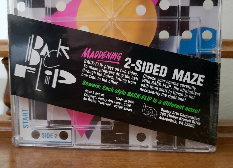 Laberinto rompecabezas laberinto bola guiada vintage 1990 artes binarias backflip 2 lados Foto 3 de 3