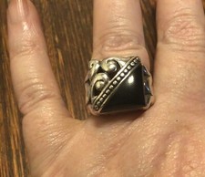 Sterling black onyx scroll ring size 6.25