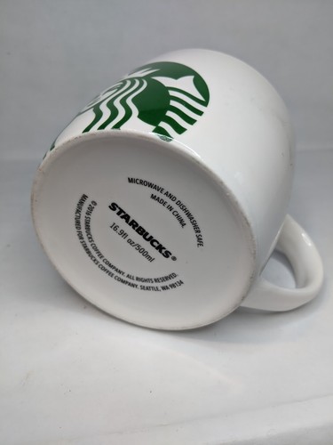 2016 Starbucks Coffee 4" Wide Mug White Green Half Mermaid Logo 16oz Cup Bowl - Picture 4 of 4