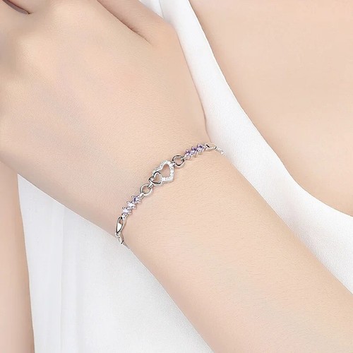 Damen Armband Herz 925 Sterling Silber Zirkon Kette Frauen Geschenk Schmuck - Bild 5 von 8